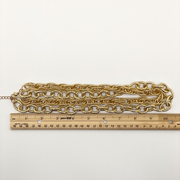 Textured Chains Gold Tone 2 Strand Necklace - Picture 3 of 6